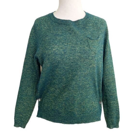 Hoss Intropia Green Sweater Chest Pocket and Button Sides S - Picture 2 of 5